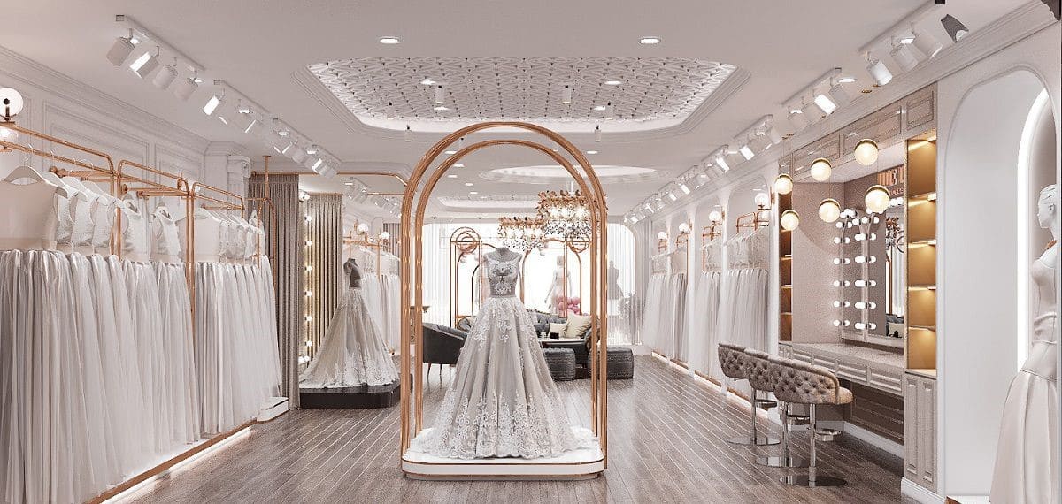 Tạo điểm nhấn cho showroom áo cưới với các trang trí nội thất