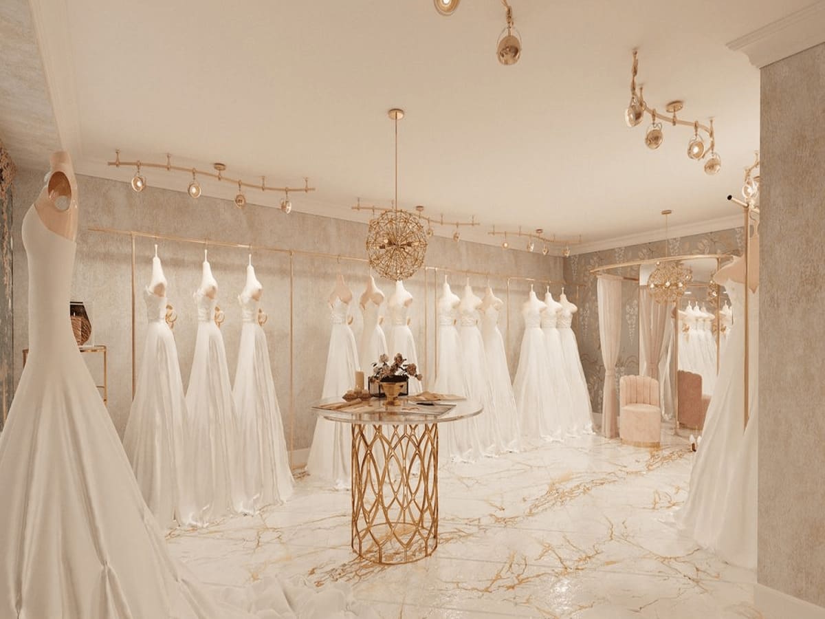 Mẫu nội thất showroom áo cưới Châu Âu lãng mạn